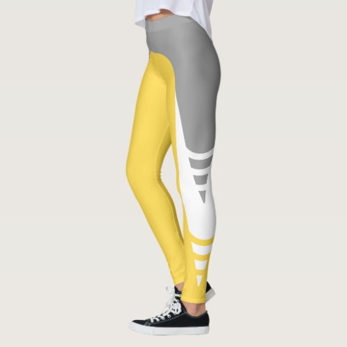Bright YellowWhiteGrey Detail Pattern Leggings