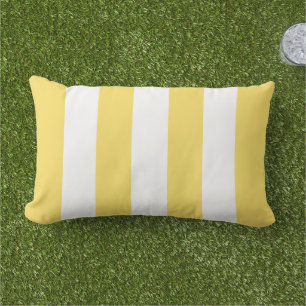 Bright Yellow White Wide Cabana Stripe Lumbar Pillow