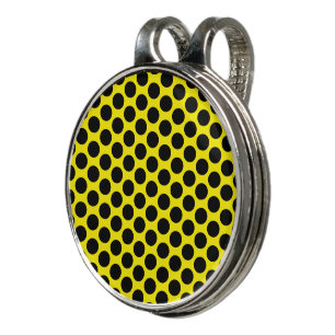 Bright Yellow with Black Dot Style Golf Hat Clip
