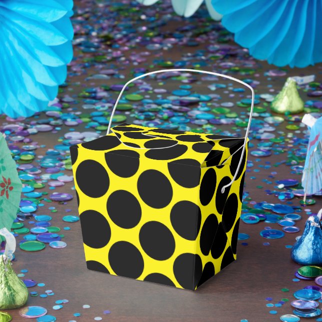 Bright Yellow with Black Dot Style Take Out Favor Boxes (Party)