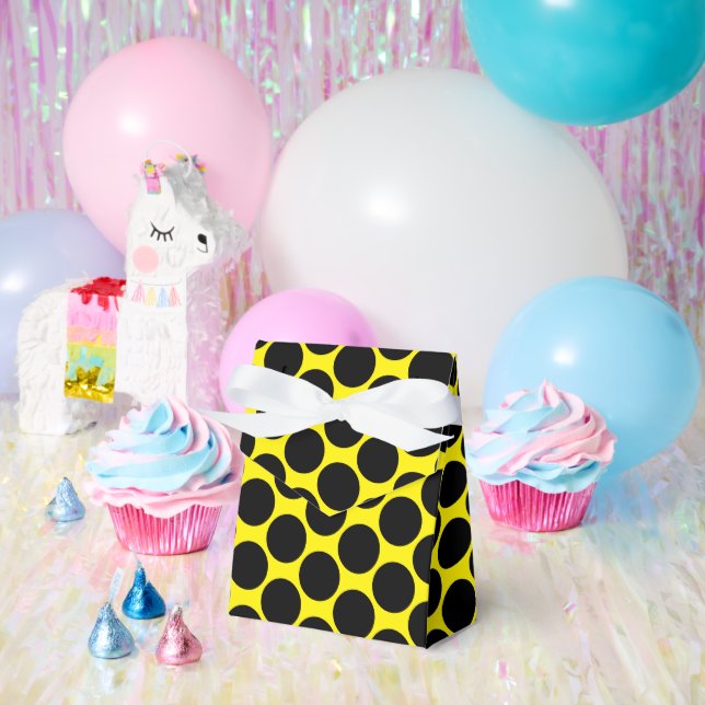 Bright Yellow with Black Dot Style Tent 4x2x5 Favor Boxes (Party)