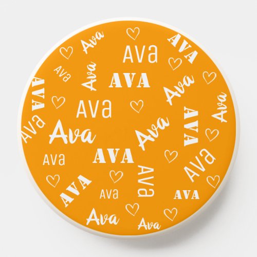 Bright Yellow Word Art Cloud Heart Name Custom PopSocket