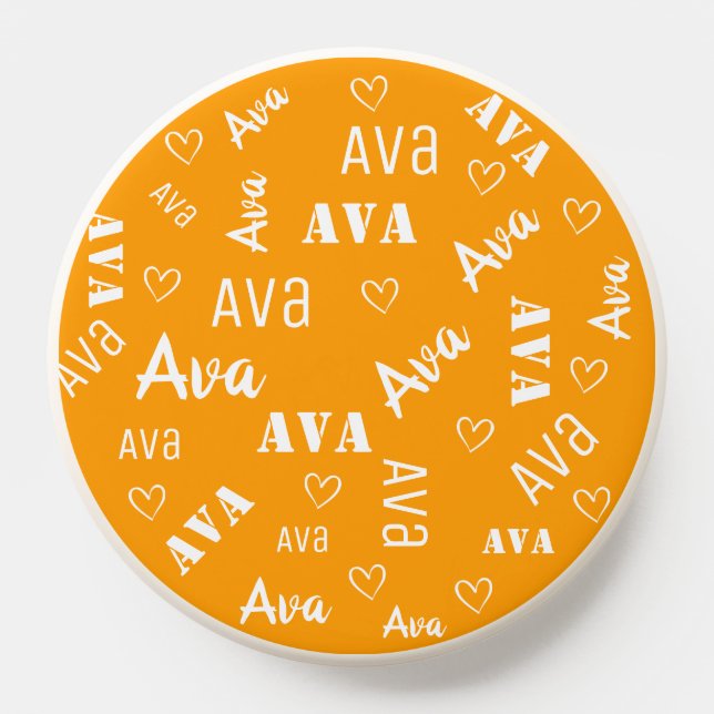 Bright Yellow Word Art Cloud Heart Name Custom PopSocket (Popsocket)
