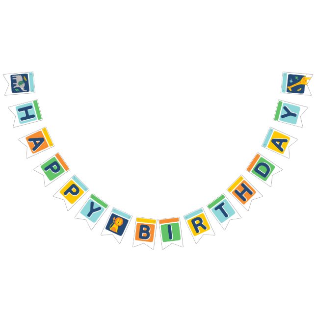 Bright Zoo Jungle Animals Birthday BUNTING FLAGS (All)