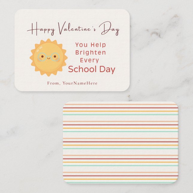 Brighten Every School Day – Teacher Valentine Card (Front/Back)