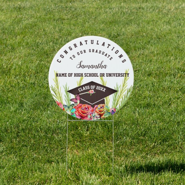 Brighten Floral Custom Double Sided Graduation  Sign (Insitu)