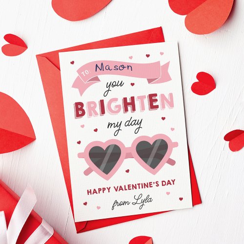 Brighten My Day Kids Classroom Valentines Day Card