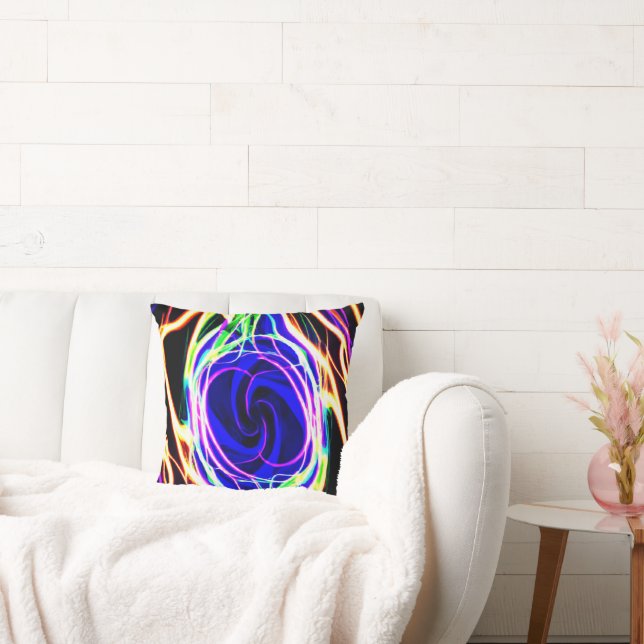Brighten Up Your Space with Neon Patterns Throw Pillow (Couch)
