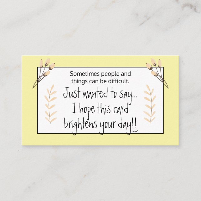 Brighten Your Day Yellow Floral Kindness Cards (Front)