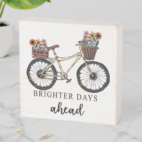 Brighter Days Ahead Vintage Wildflower Bicycle Wooden Box Sign