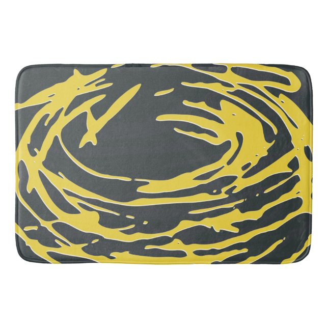 Brighter Nest Abstract Bold Yellow & Gray Bathmat (Front)