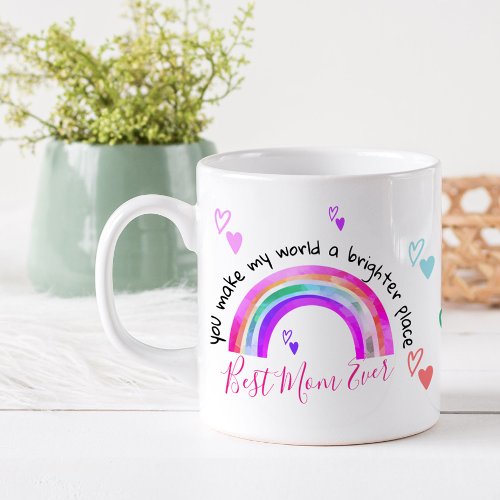 Brighter Place Bright Rainbow and Hearts Coffee Mug