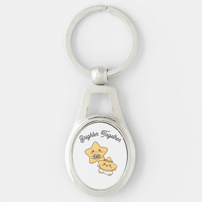 Brighter Together – Cute Couple keychain Gift (Front)