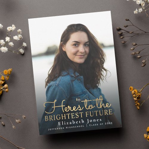 Brightest Future Gold Script Graduation Photo Announcement