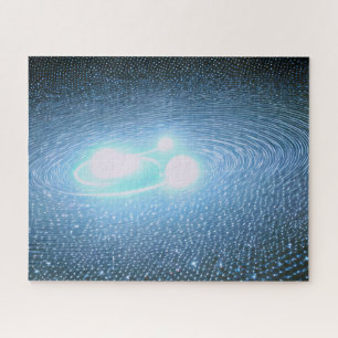 Brightest white light spheres orbiting in universe jigsaw puzzle