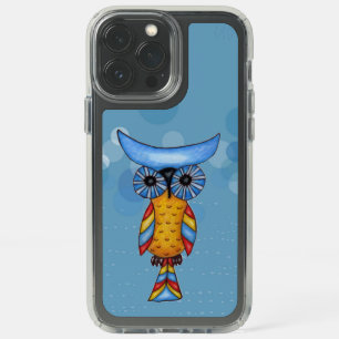 Brightly Colored Abstract Owl Blue Eyes on Circles Speck iPhone 13 Pro Max Case