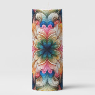 BRIGHTLY COLORED ABSTRACT SWIRLS PILLAR CANDLE