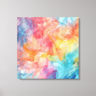 Brightly Colored Allover Watercolor Texture Canvas Print