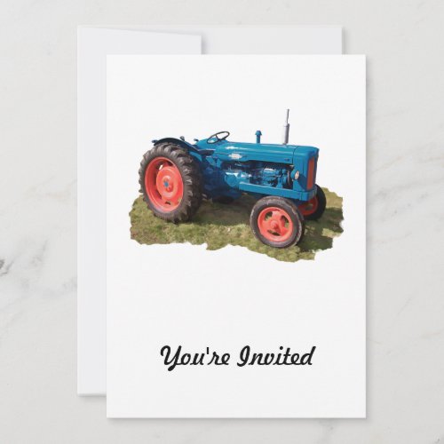 Brightly Colored Antique Vintage Tractor  Field Invitation