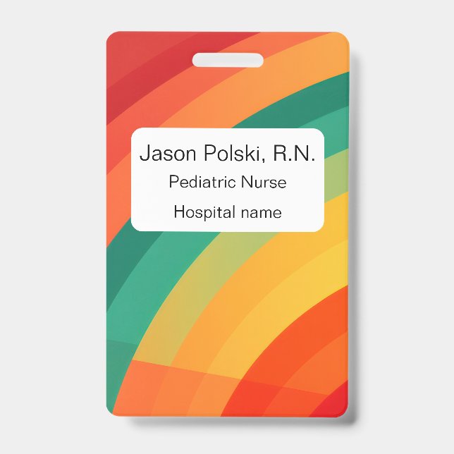 Brightly colored arcs background badge (Front)