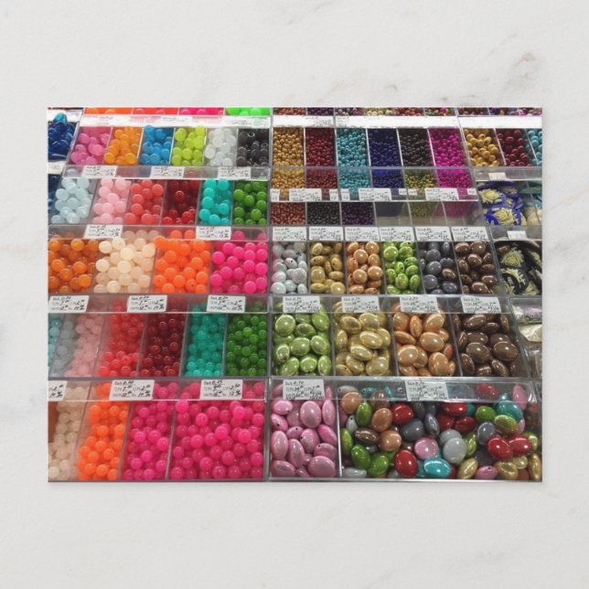 Brightly Colored Beads Colorful Crafts Postcard (Front)