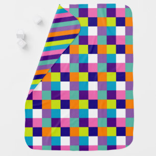 BRIGHTLY COLORED BLOCKSAND STRIPES BABY BLANKET