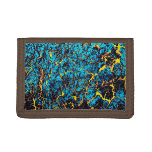 Brightly Colored Blue and Yellow Abstract Pattern Tri-fold Wallet