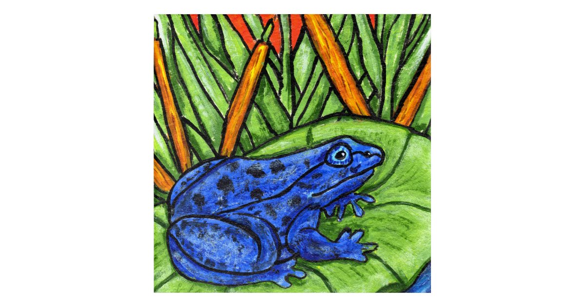 drawing of a frog on a lily pad