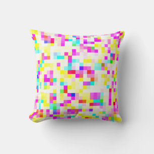 Brightly Colored Blue Purple Yellow Abstract Throw Pillow