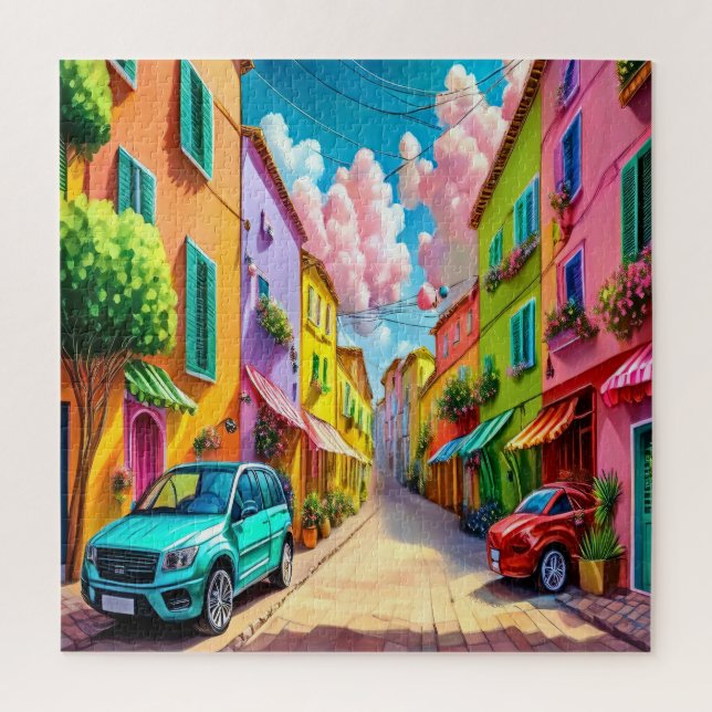 Brightly colored buildings jigsaw puzzle (Vertical)