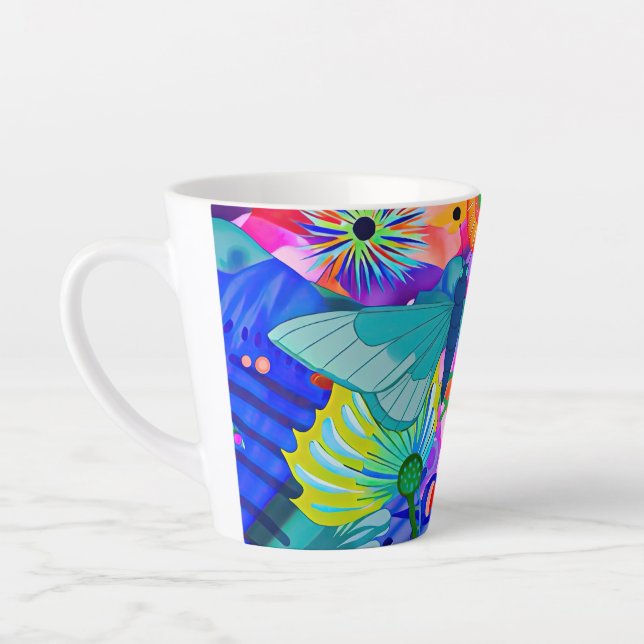 Brightly Colored Butterfly Latte Mug (Left)