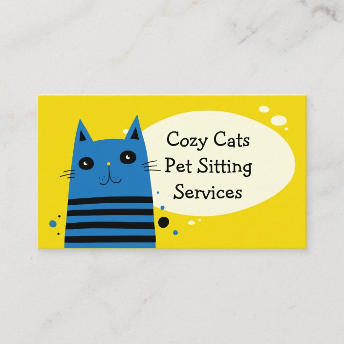 Brightly Colored Cat Pet Sitting Business Card