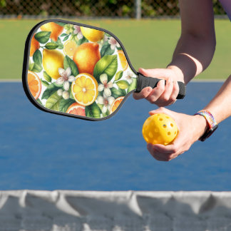 BRIGHTLY COLORED CITRUS FRUITS AND FLOWERS PICKLEBALL PADDLE
