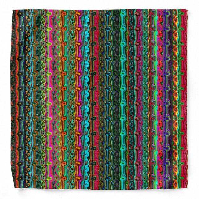Brightly Colored Crazy Colorful Abstract Pattern Bandana (Front)