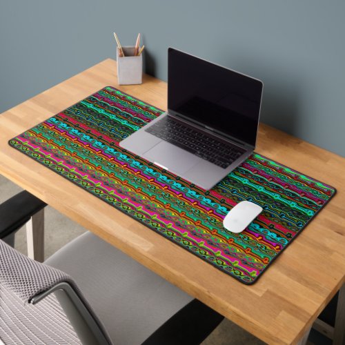 Brightly Colored Crazy Colorful Abstract Pattern Desk Mat