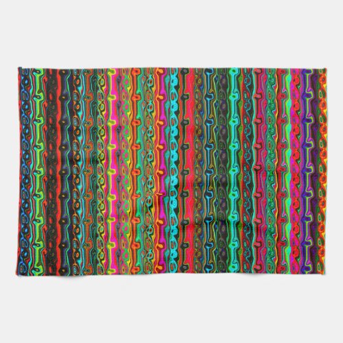Brightly Colored Crazy Colorful Abstract Pattern  Kitchen Towel