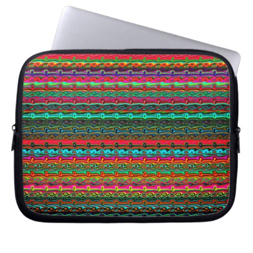 Brightly Colored Crazy Colorful Abstract Pattern Laptop Sleeve
