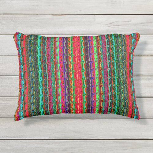 Brightly Colored Crazy Colorful Abstract Pattern Outdoor Pillow