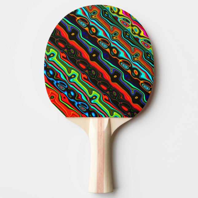 Brightly Colored Crazy Colorful Abstract Pattern Ping Pong Paddle (Front)