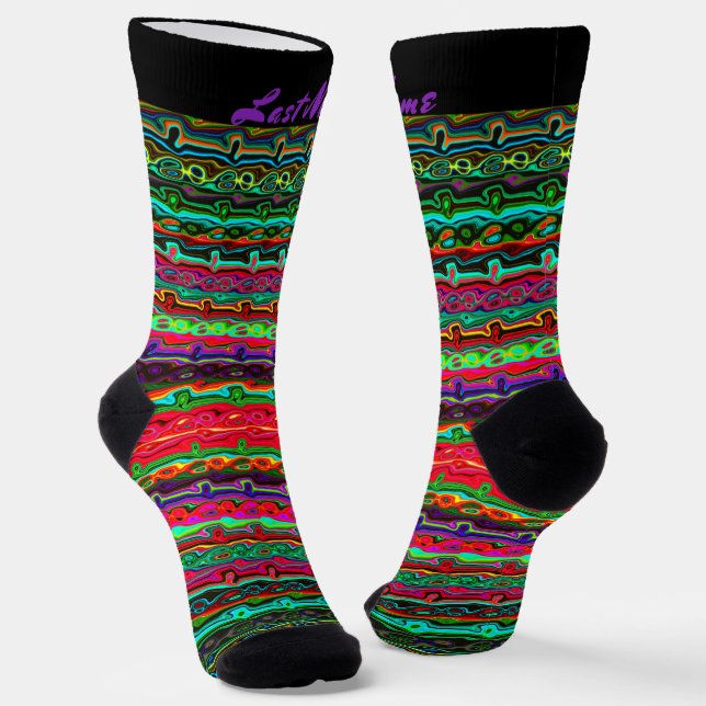 Brightly Colored Crazy Colorful Abstract Pattern Socks (Angled)