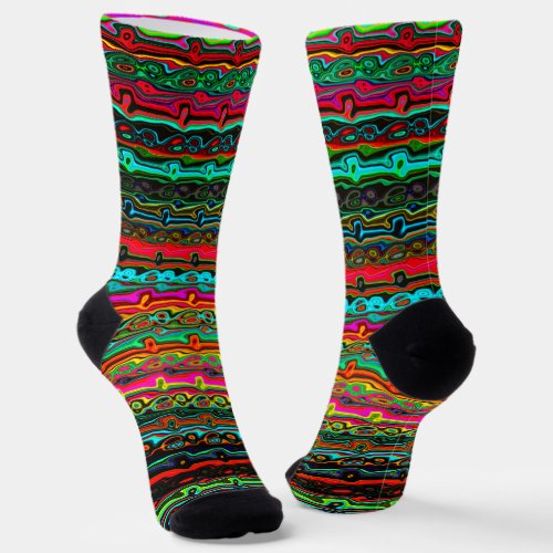 Brightly Colored Crazy Colorful Abstract Pattern   Socks