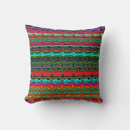 Brightly Colored Crazy Colorful Abstract Pattern  Throw Pillow