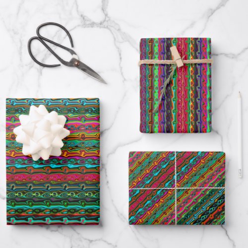 Brightly Colored Crazy Colorful Abstract Pattern Wrapping Paper Sheets