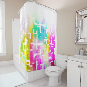 Brightly Colored Crazy Rustic Abstract Pattern Shower Curtain