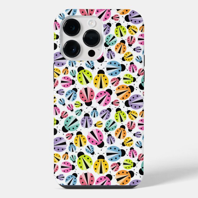 BRIGHTLY COLORED CUTE LADYBUGS IPHONE CASE (Back)