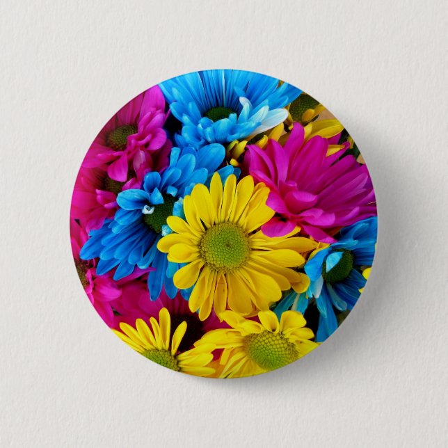 Brightly Colored Daisies Button (Front)