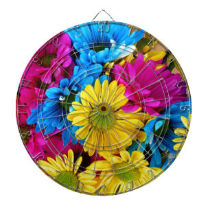 Brightly Colored Daisies Dart Board