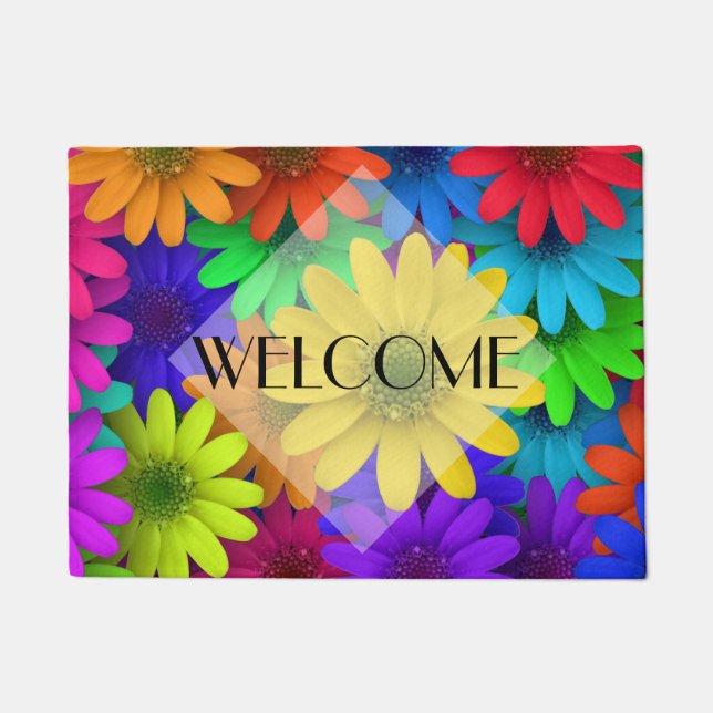 Brightly Colored Daisies Doormat (Front)