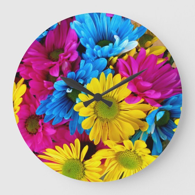 Brightly Colored Daisies Wall clock (Front)