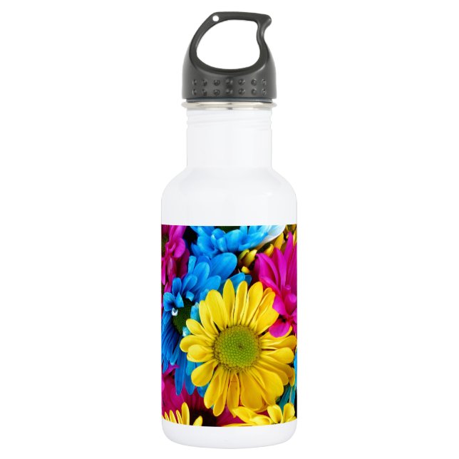 Brightly Colored Daisies Water Bottle (Front)